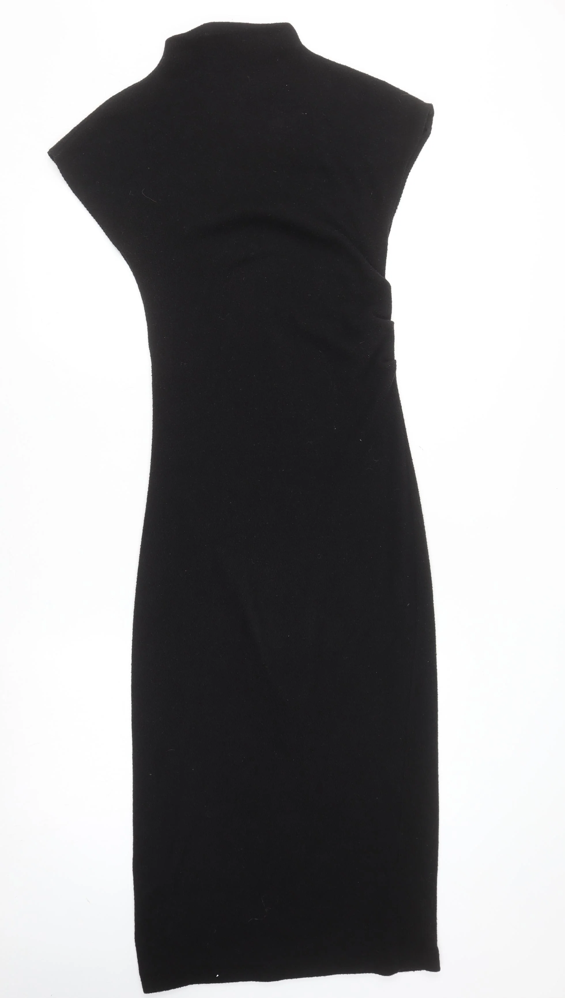 Zara Women Black Bodycon Knit Midi Dress Size 8 High Neck - Image 3