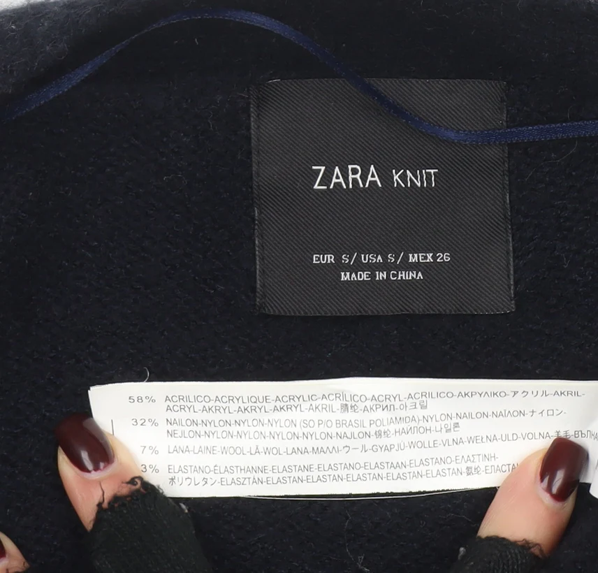 Zara Women Black Knit Open Front Cardigan Small - Image 4