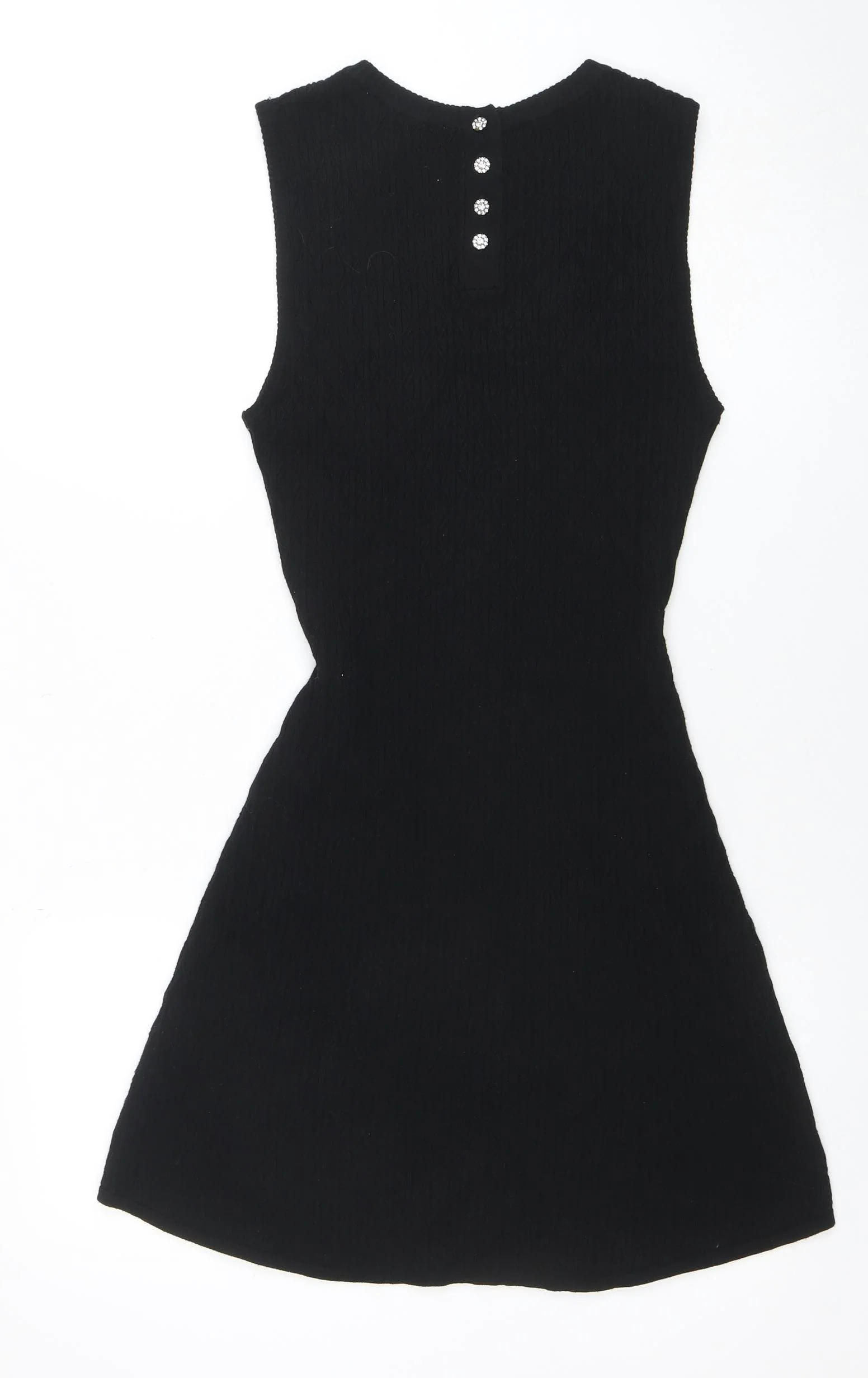 ZARA Women Black Knit Sleeveless A-Line Dress Size 12 - Image 3