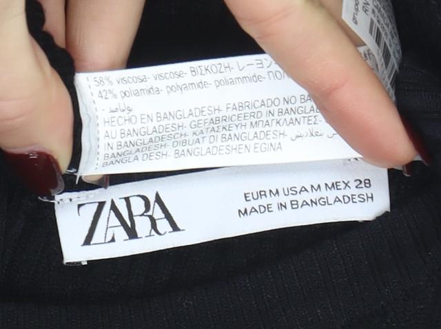 ZARA Women Black Knit Sleeveless A-Line Dress Size 12 - Image 4