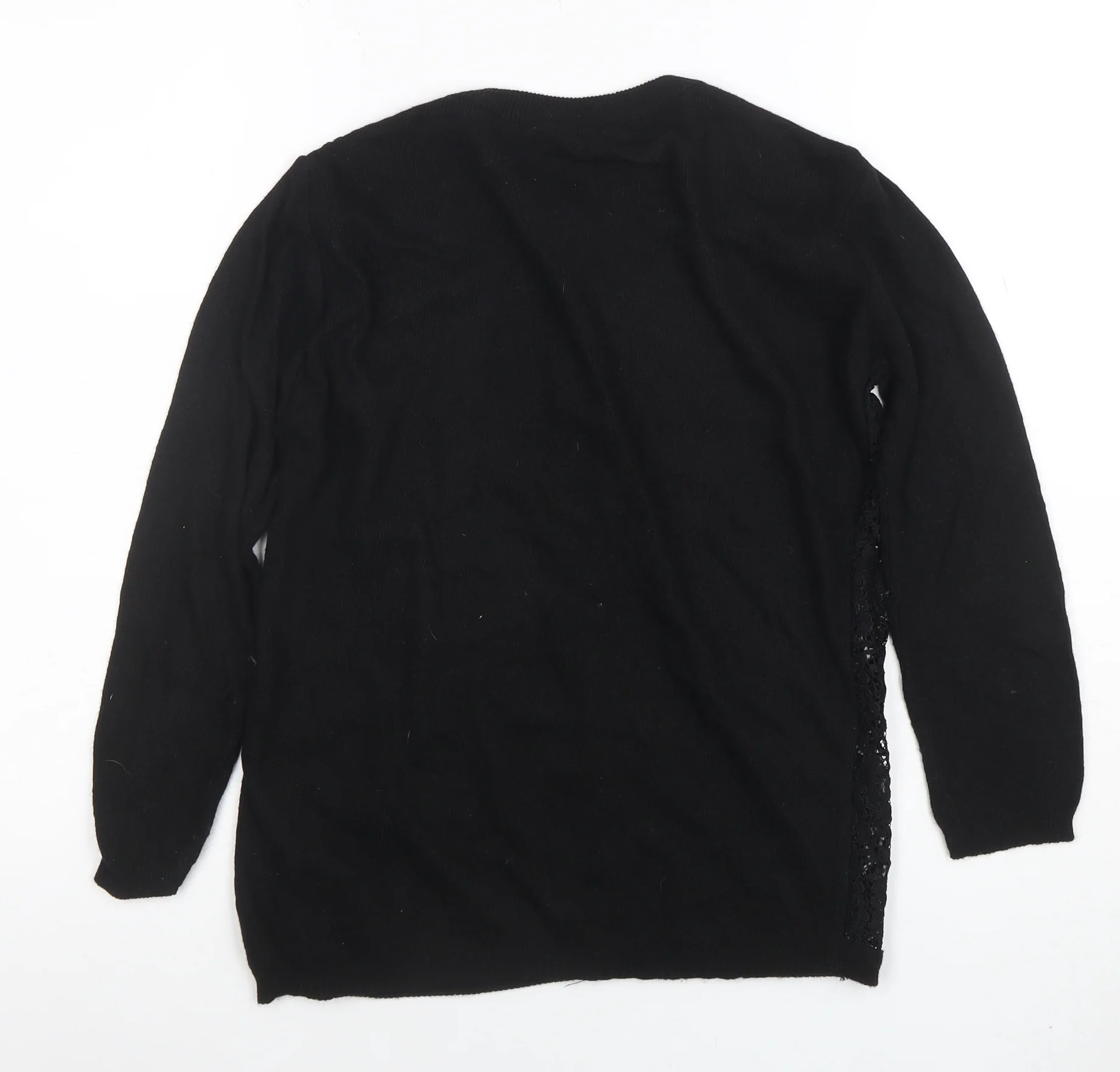 Zara Women Black Lace Knit Long Sleeve Cardigan Size L - Image 3