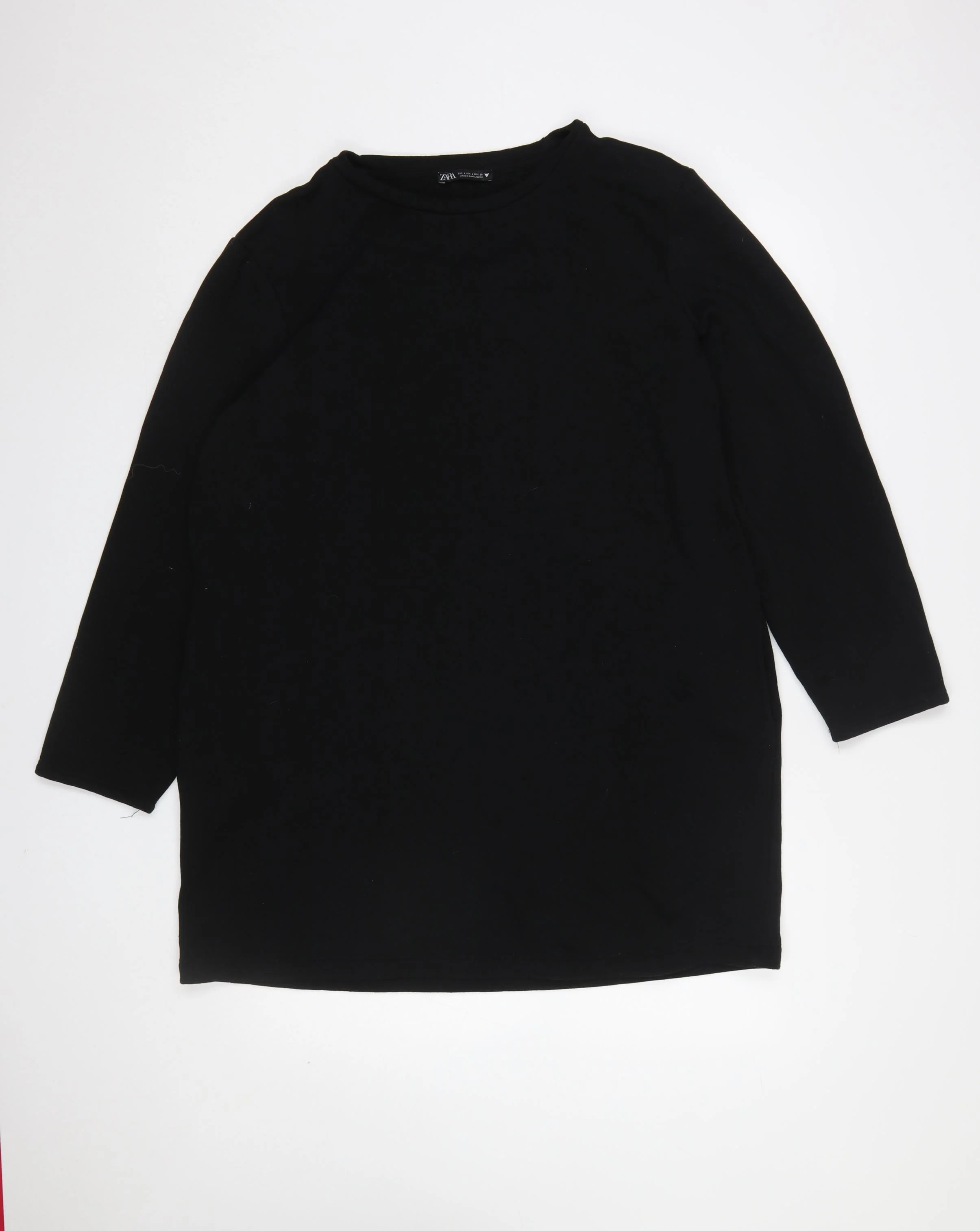 Zara Women Black Long Sleeve Shift Knee Length Dress Size 14