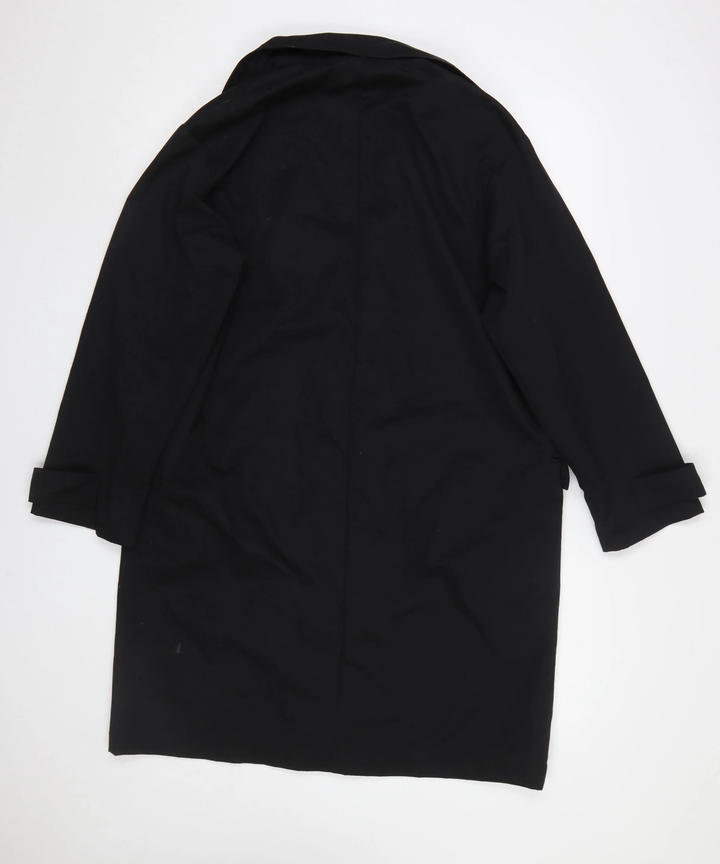 Zara Women Black Mid-Length Overcoat M Classic Buttoned Polyester - Image 3
