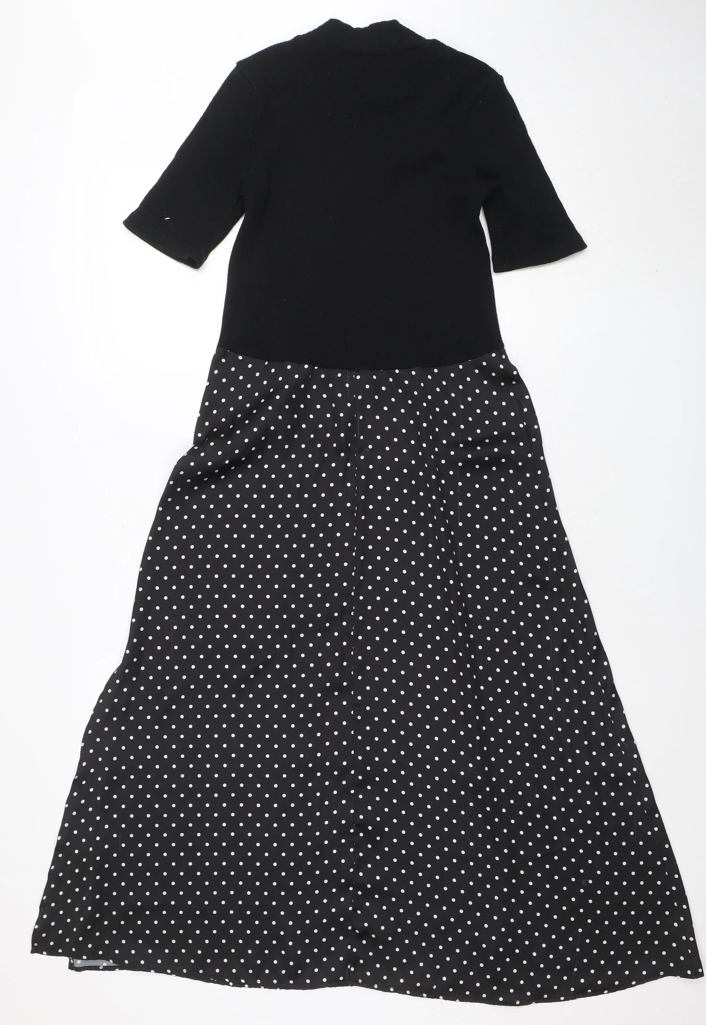 ZARA Women Black Polka Dot Fit & Flare Midi Dress Size 12 - Image 3