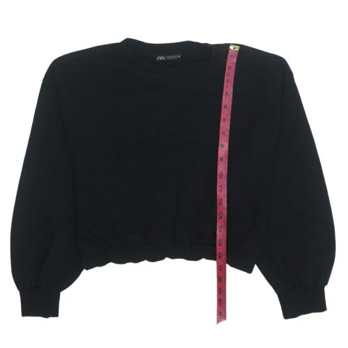 Zara Women Black Pullover Sweatshirt Size M Crew Neck Long Sleeve - Image 2