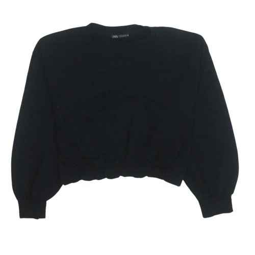 Zara Women Black Pullover Sweatshirt Size M Crew Neck Long Sleeve - Image 4