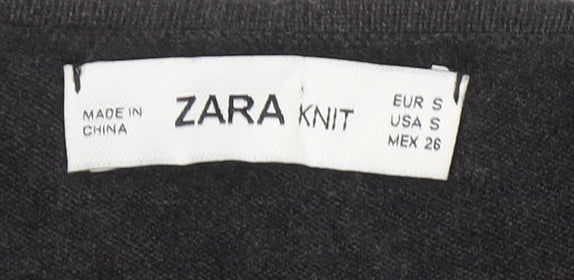 Zara Women Black Ruffle Flared Sleeve Knit Jumper Size S - Image 4