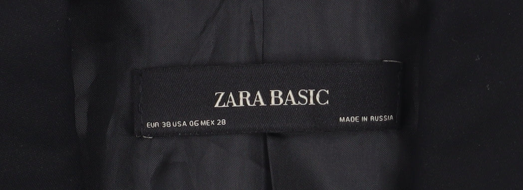 Zara Women Black Single-Breasted Blazer Size 10 Slim Fit - Image 4