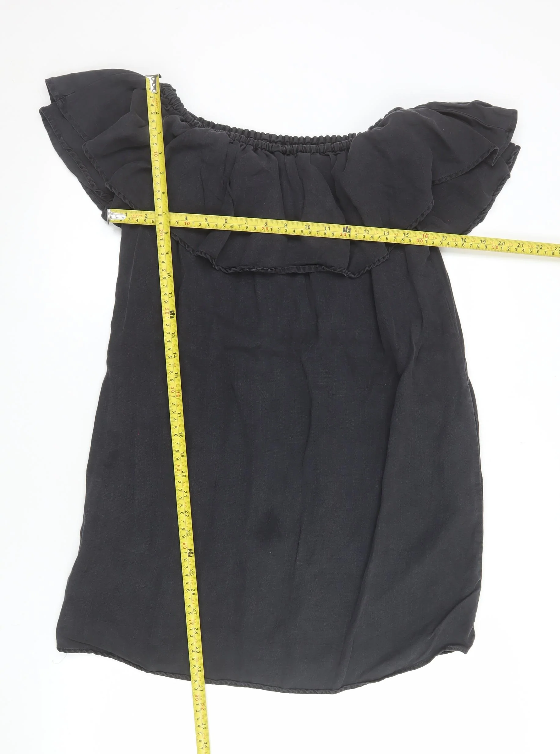 Zara Women Black Size 8 Off Shoulder Ruffle Short Dress - Image 2