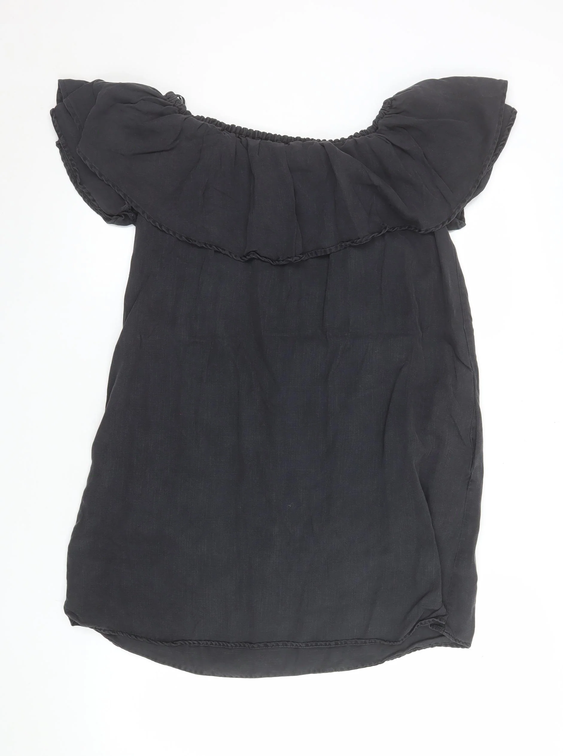 Zara Women Black Size 8 Off Shoulder Ruffle Short Dress - Image 3