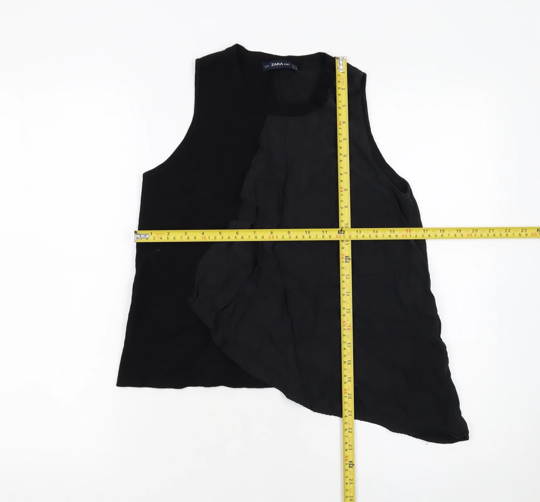 Zara Women Black Sleeveless Ruffle Camisole Tank Top Size S - Image 2