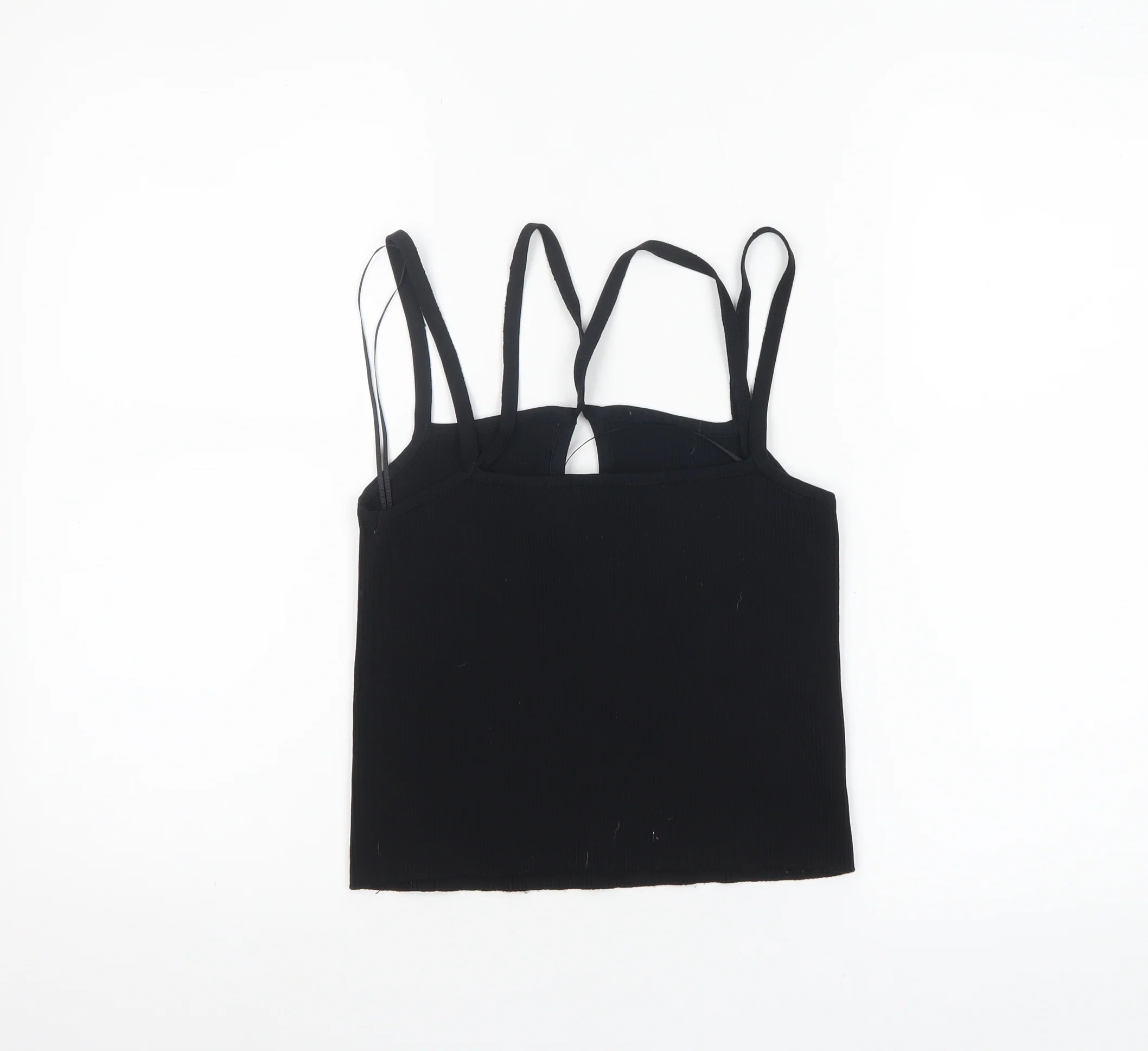ZARA Women Black Tank Top Size 12 Camisole Knit Summer - Image 3