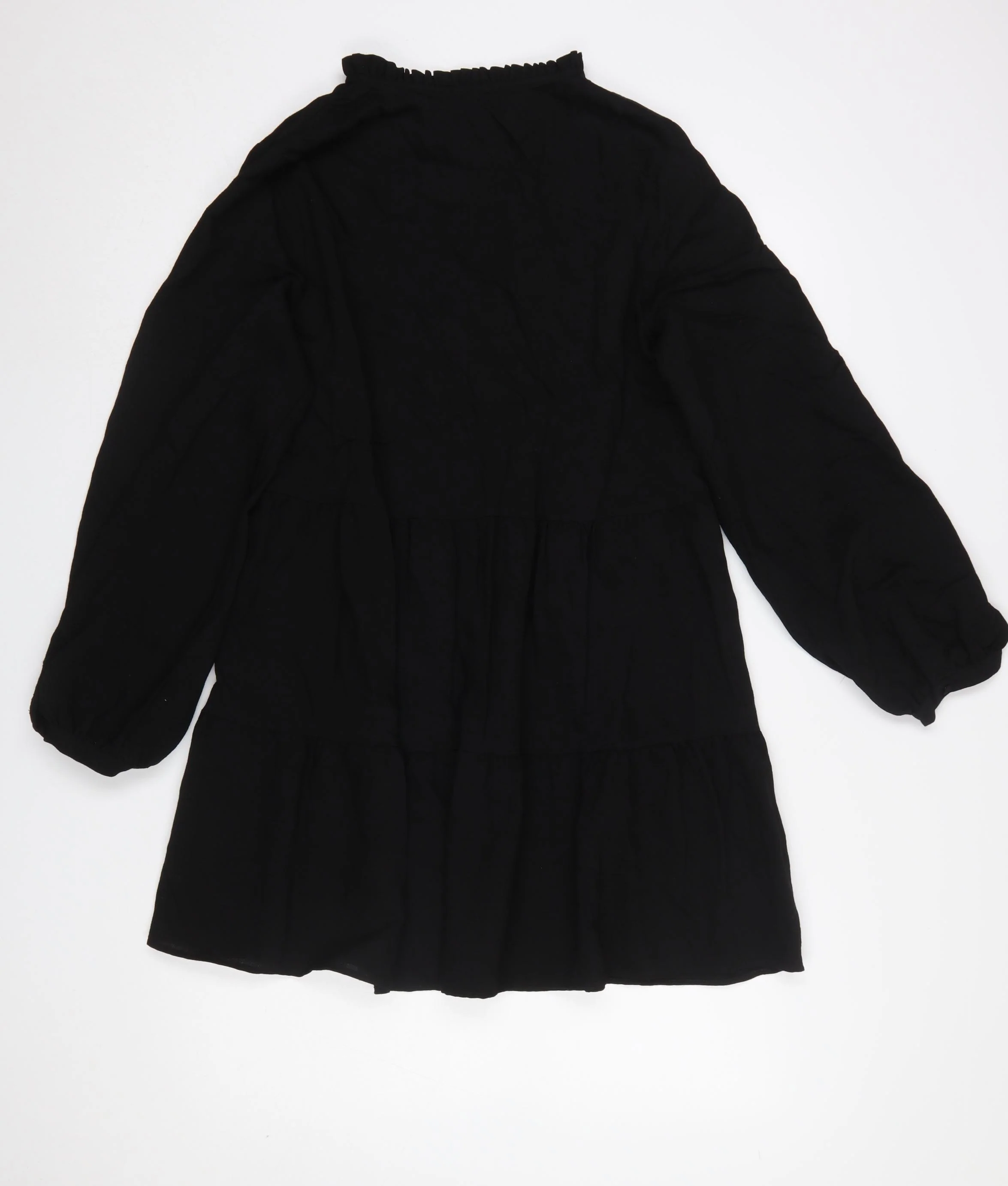 Zara Women Black V-Neck Long Sleeve Shift Dress Size 12 - Image 3