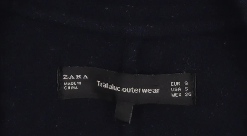 Zara Women Black Wool Blend Mid-Length Overcoat Size S - Image 5