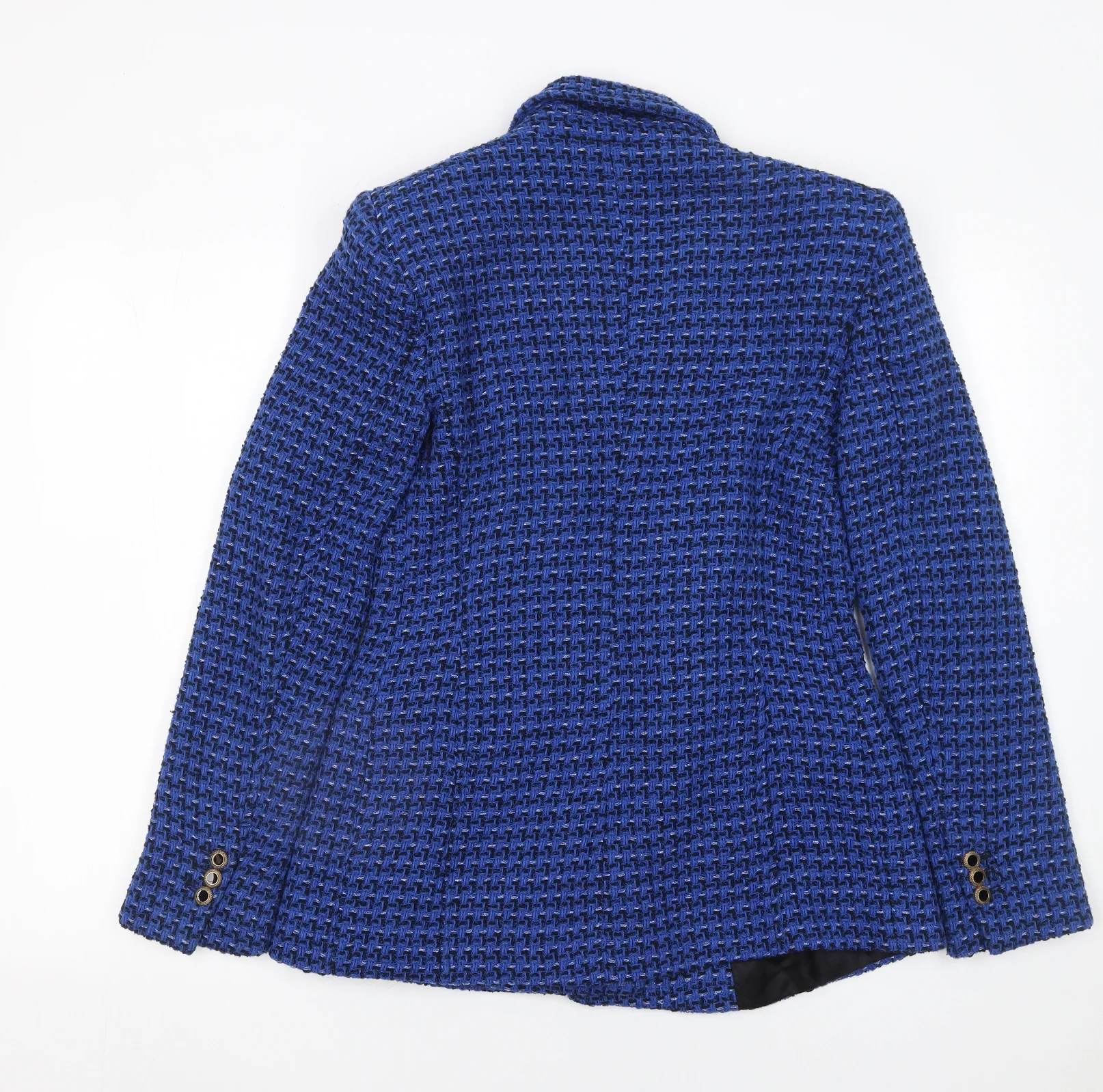 Zara Women Blue Bouclé Double-Breasted Blazer Size S Classic Fit - Image 3