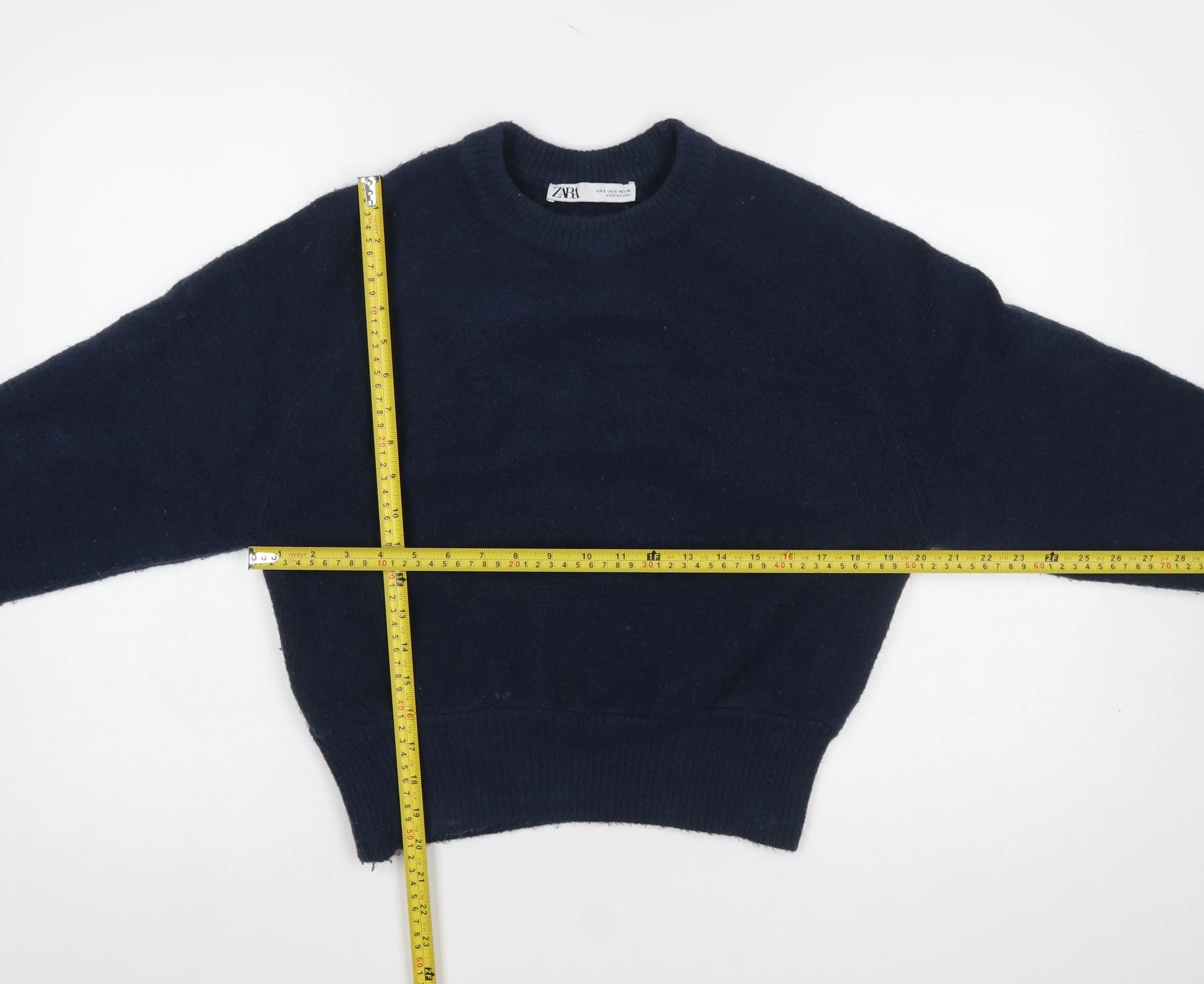 Zara Women Blue Crew Neck Long Sleeve Knit Pullover Jumper Size 8 - Image 2