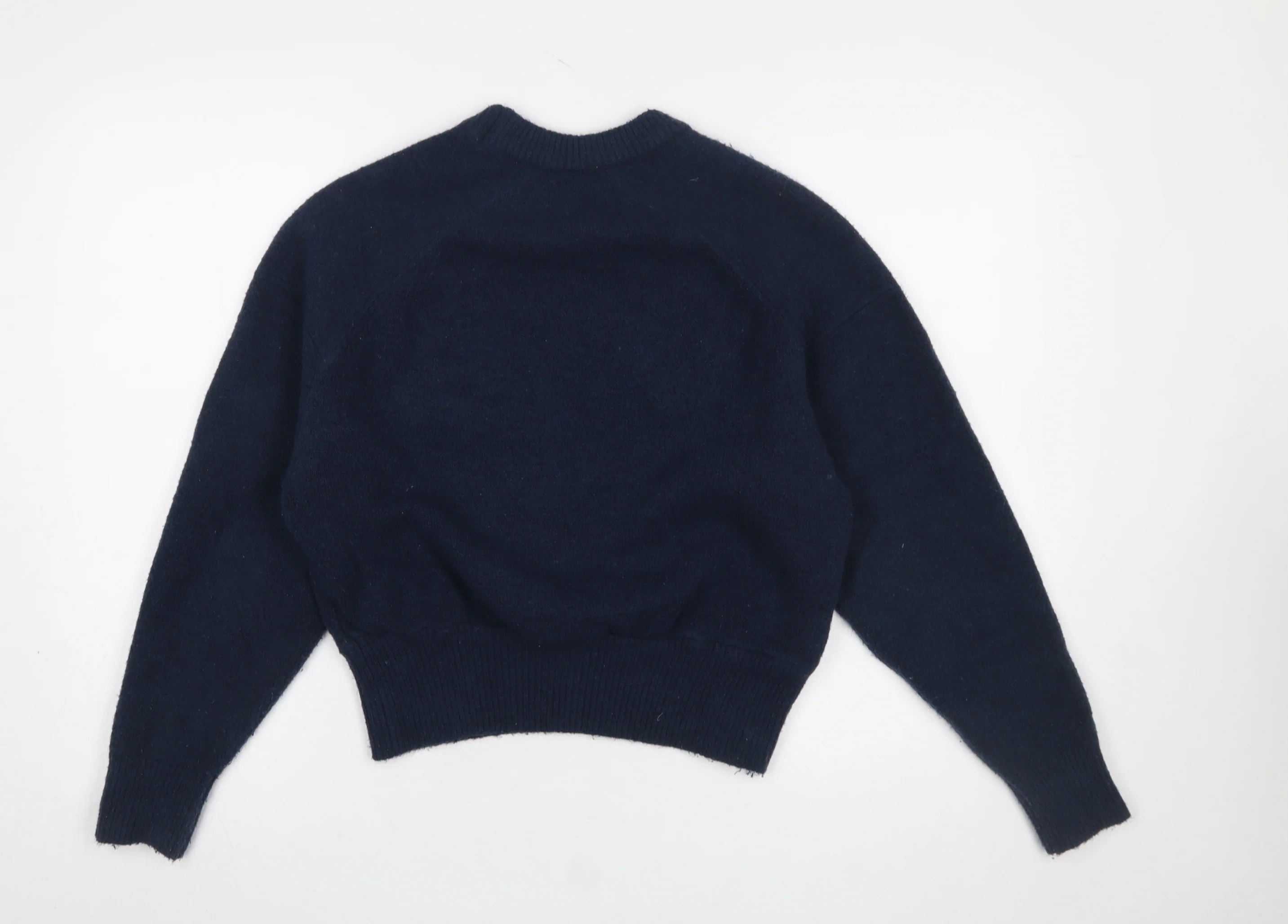 Zara Women Blue Crew Neck Long Sleeve Knit Pullover Jumper Size 8 - Image 3