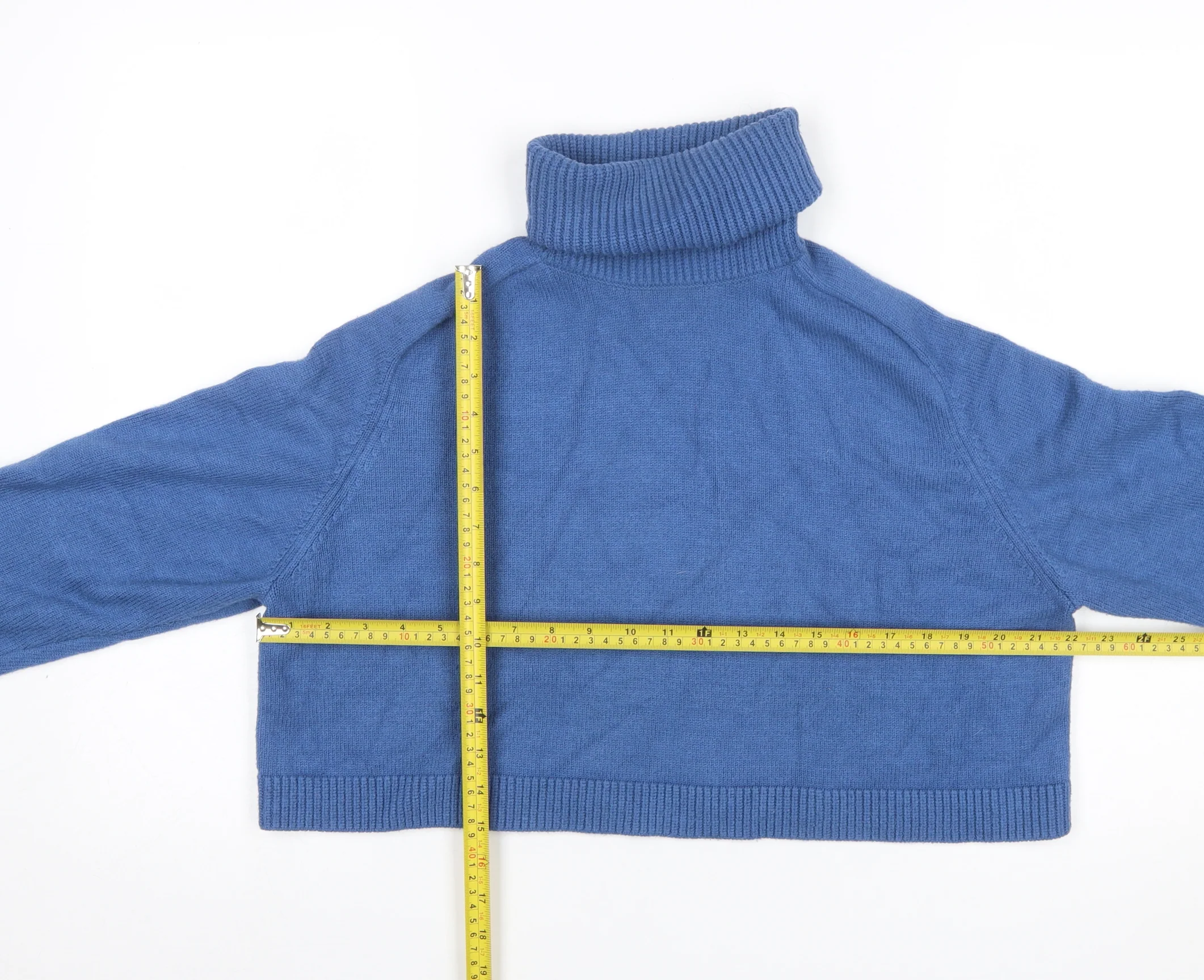 Zara Women Blue Roll Neck Long Sleeve Knit Pullover Jumper Size 12 - Image 2