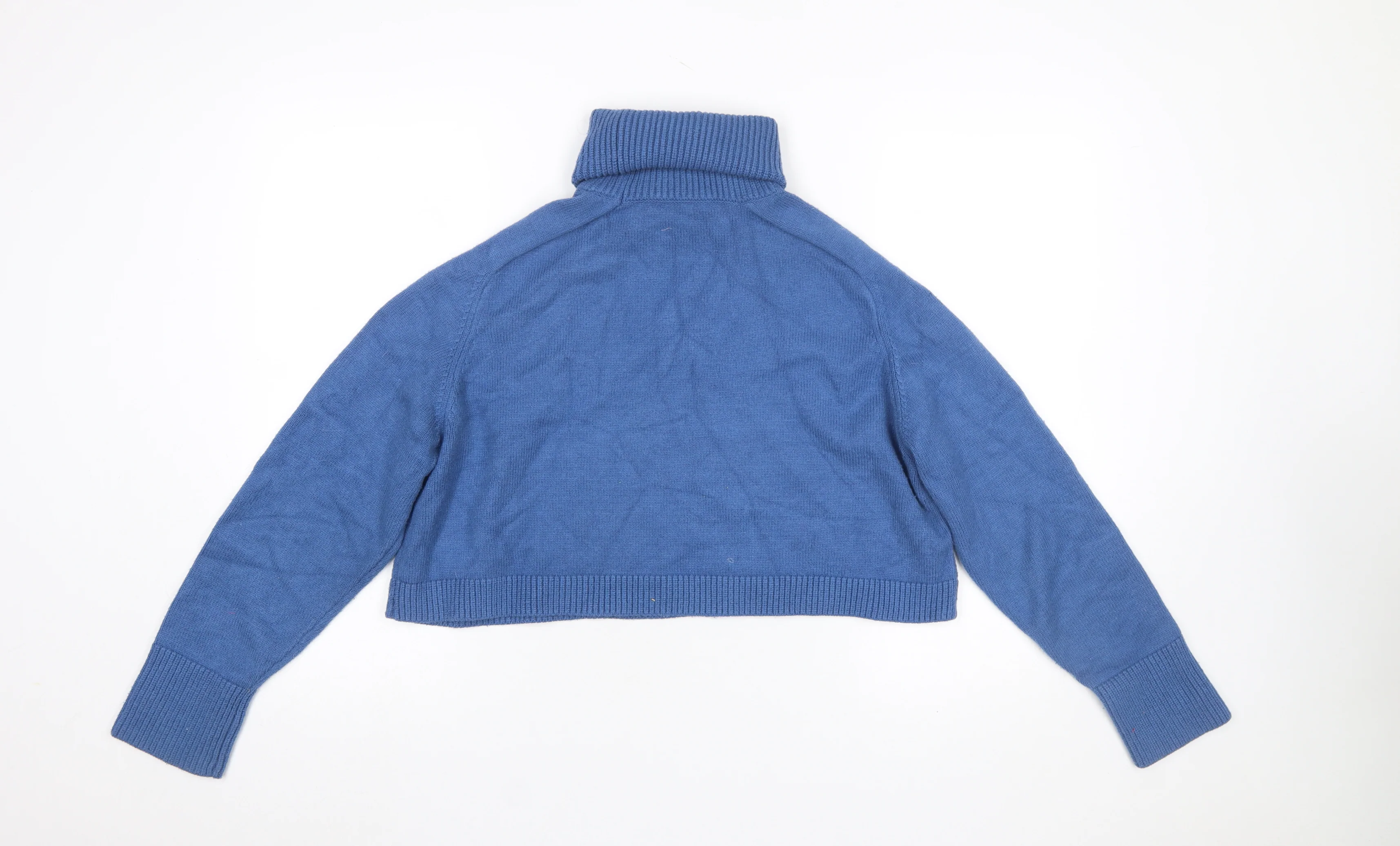 Zara Women Blue Roll Neck Long Sleeve Knit Pullover Jumper Size 12 - Image 3