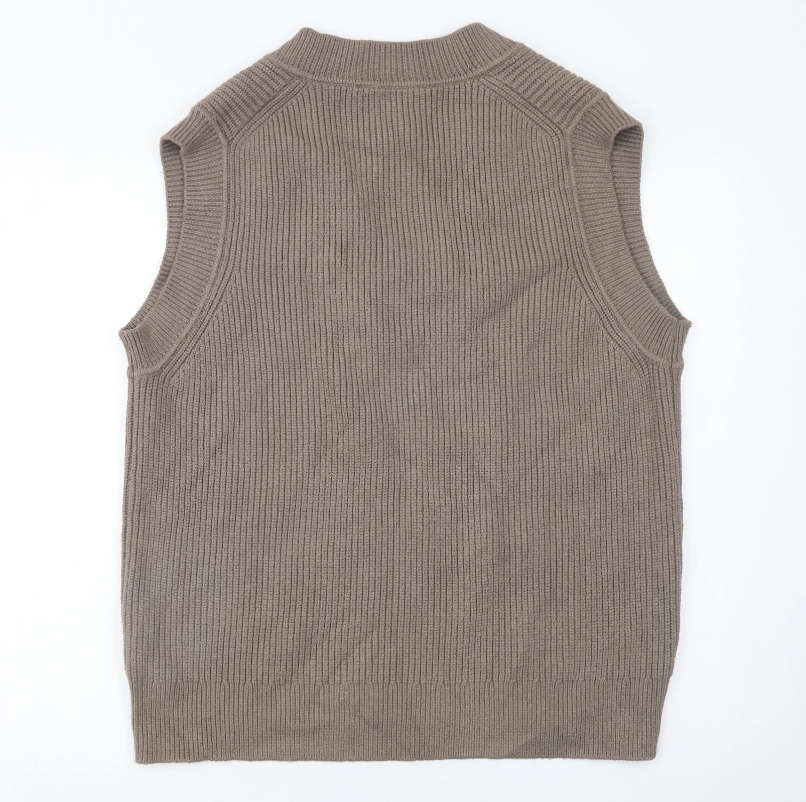 Zara Women Brown Sleeveless V-Neck Knit Vest Jumper Size S - Image 3