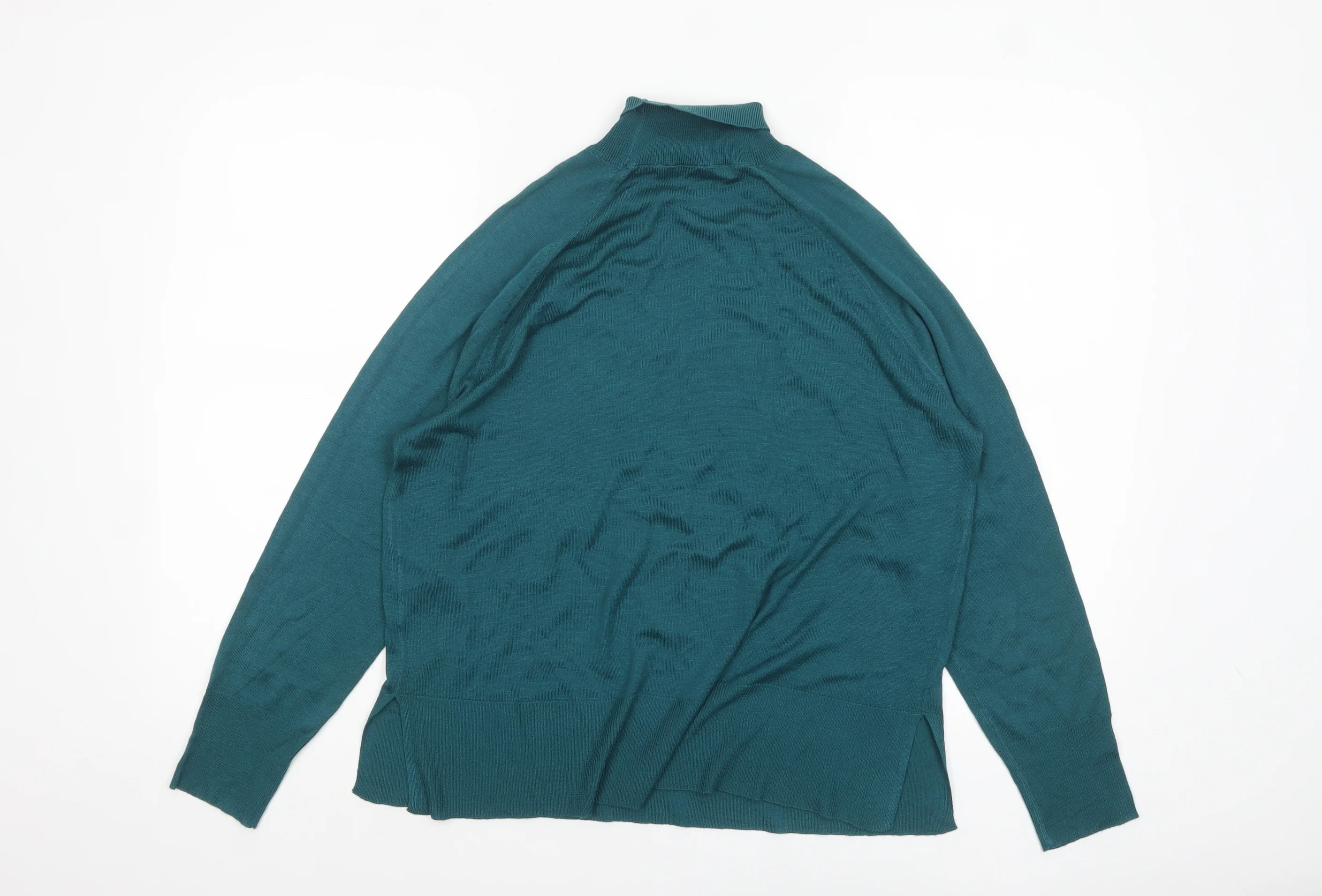 Zara Women Green Mock Neck Long Sleeve Pullover Jumper Size 8 - Image 3