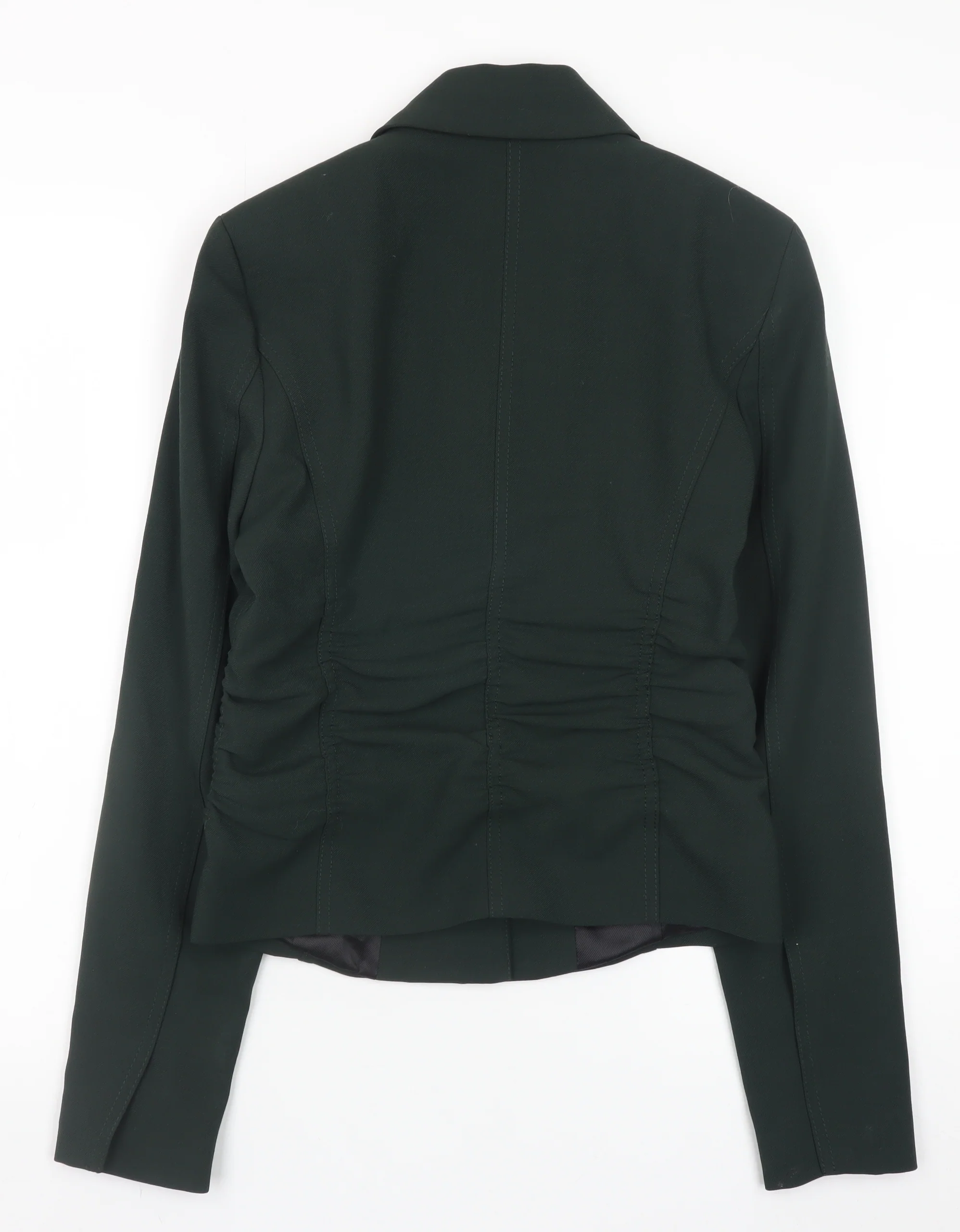 Zara Women Green Wool Blend Blazer XS Slim Fit Classic Style - Image 3