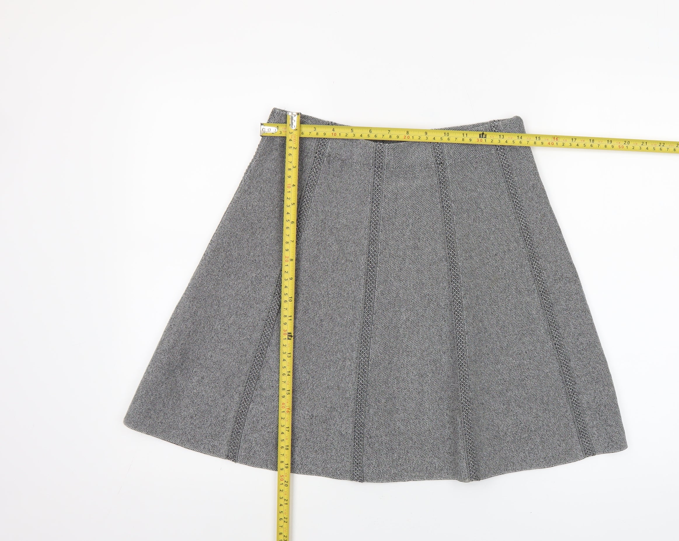 Zara Women Grey A-Line Knit Skirt Size 12 - Image 2