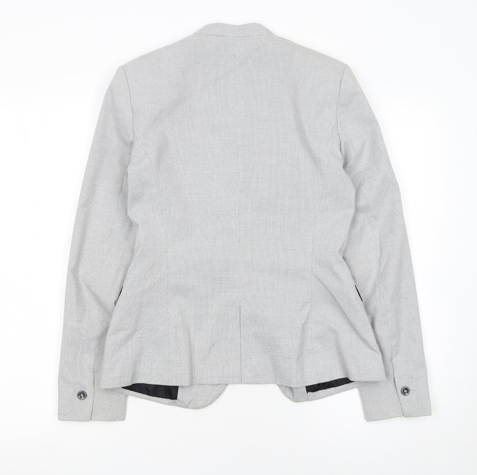 Zara Women Grey Houndstooth Slim Fit Blazer Jacket Size 8 - Image 3