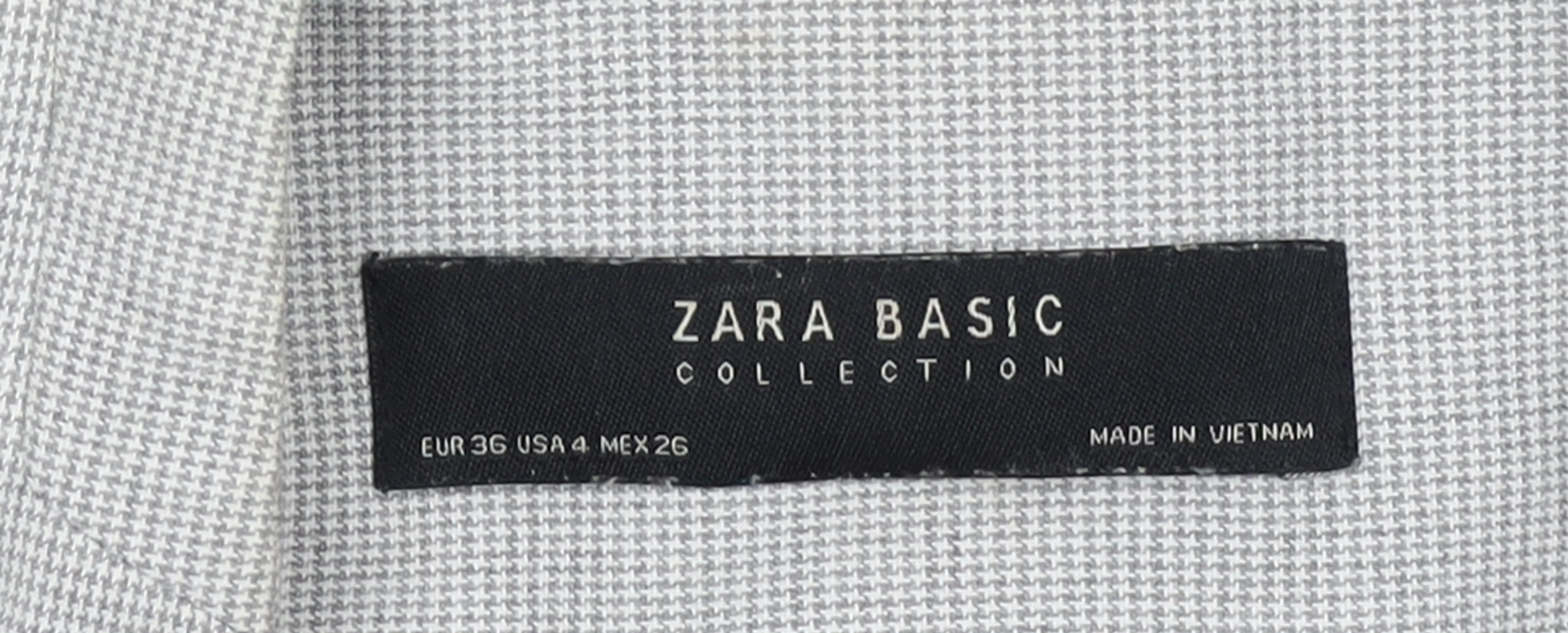 Zara Women Grey Houndstooth Slim Fit Blazer Jacket Size 8 - Image 4