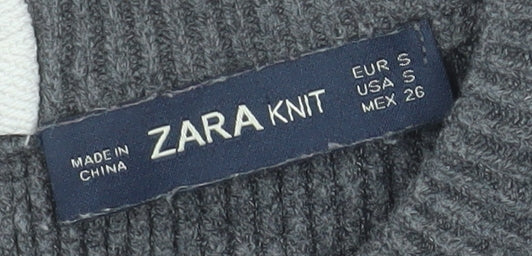 Zara Women Grey Knit Bow Back Relaxed Pullover Jumper Size S - Image 4