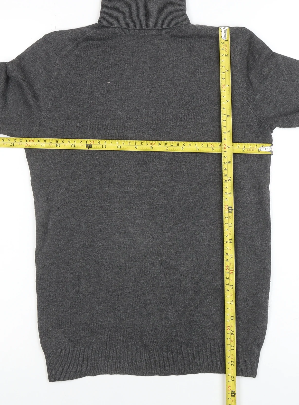 Zara Women Grey Knit Roll Neck Long Sleeve Button Accent Top M - Image 2