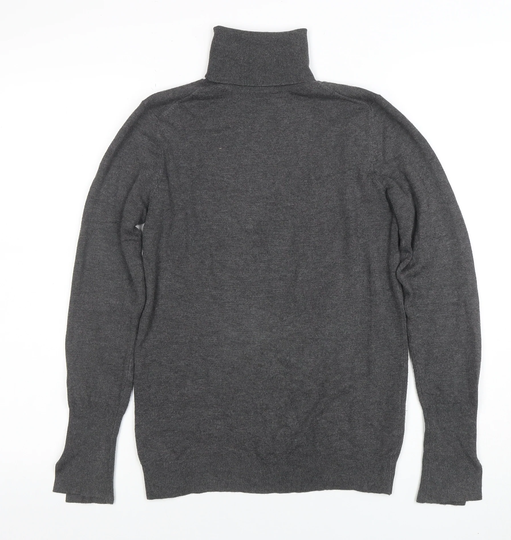 Zara Women Grey Knit Roll Neck Long Sleeve Button Accent Top M - Image 3
