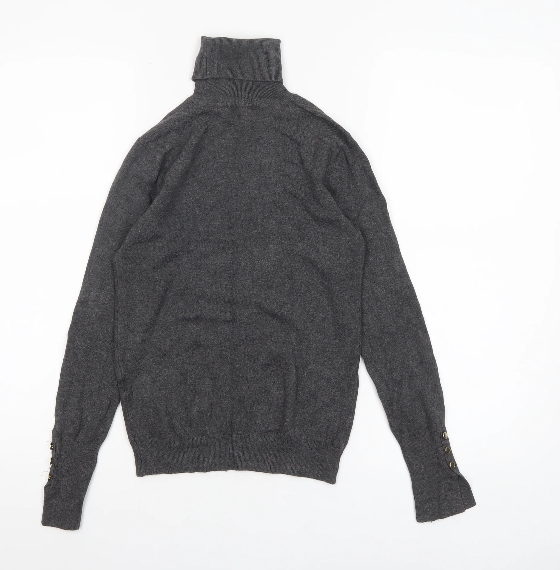 ZARA Women Grey Wool Blend Roll Neck Long Sleeve Jumper Size 12 - Image 3