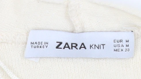 Zara Women Ivory Floral Embroidered Knit Cardigan Size 12 - Image 4