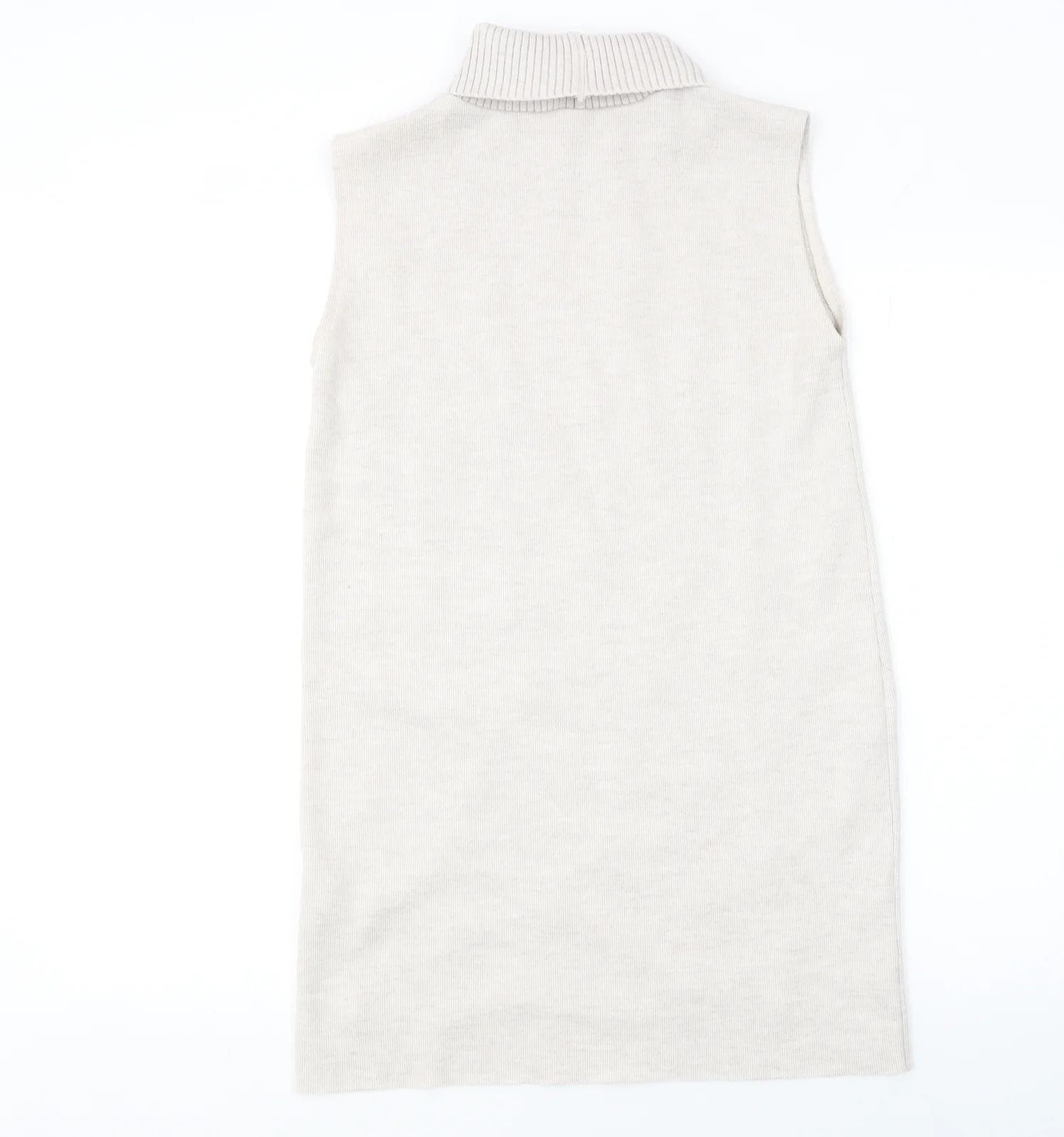 Zara Women Ivory Sleeveless Roll Neck Beaded Knit Blouse Size S - Image 3