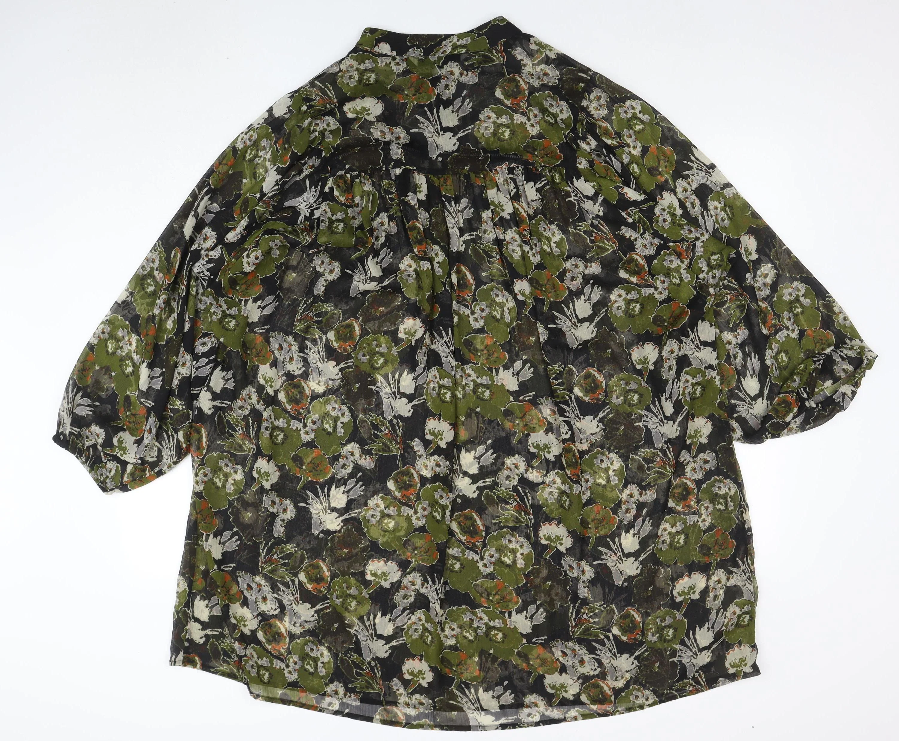 Zara Women Multicoloured Floral Shift Dress Size 12 Sheer Boho Style - Image 3