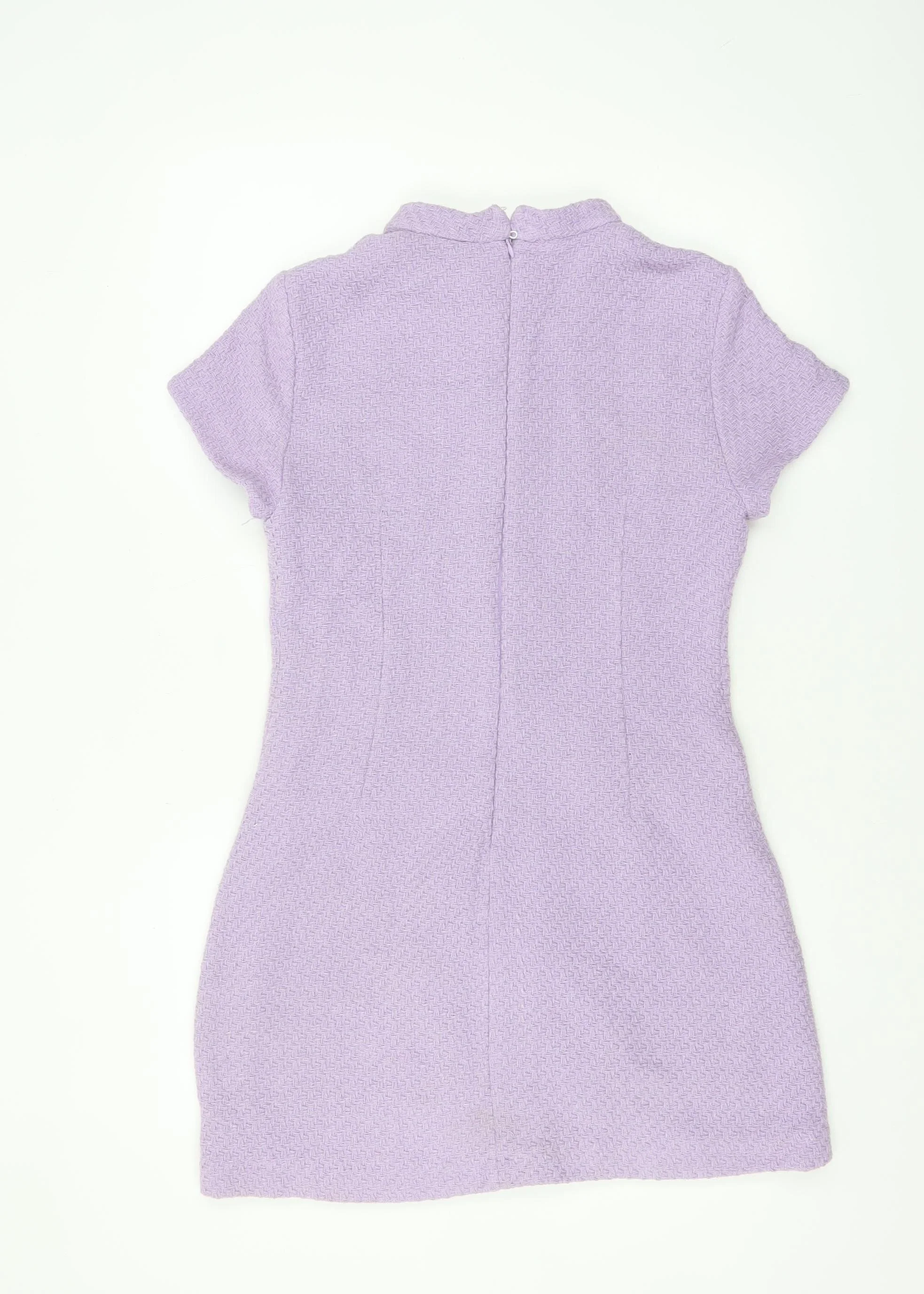 Zara Women Purple Short Sleeve Shift Dress Size 14 - Image 3