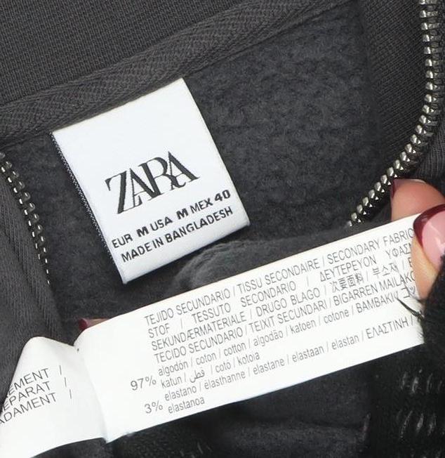 Zara Women’s Black 1/2 Zip Long Sleeve Pullover Sweatshirt Size 12 - Image 4