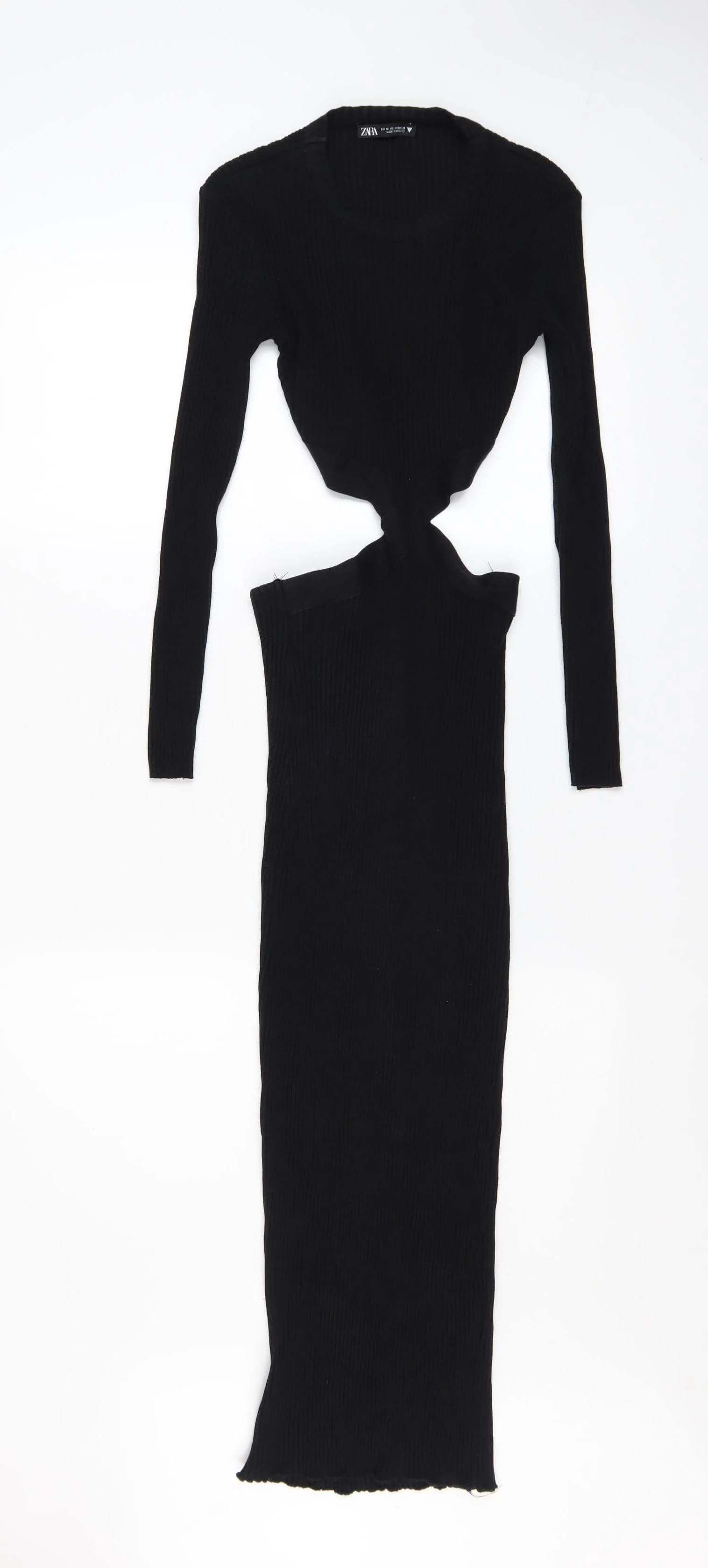 Zara Women’s Black Bodycon Midi Cut Out Dress Size 12
