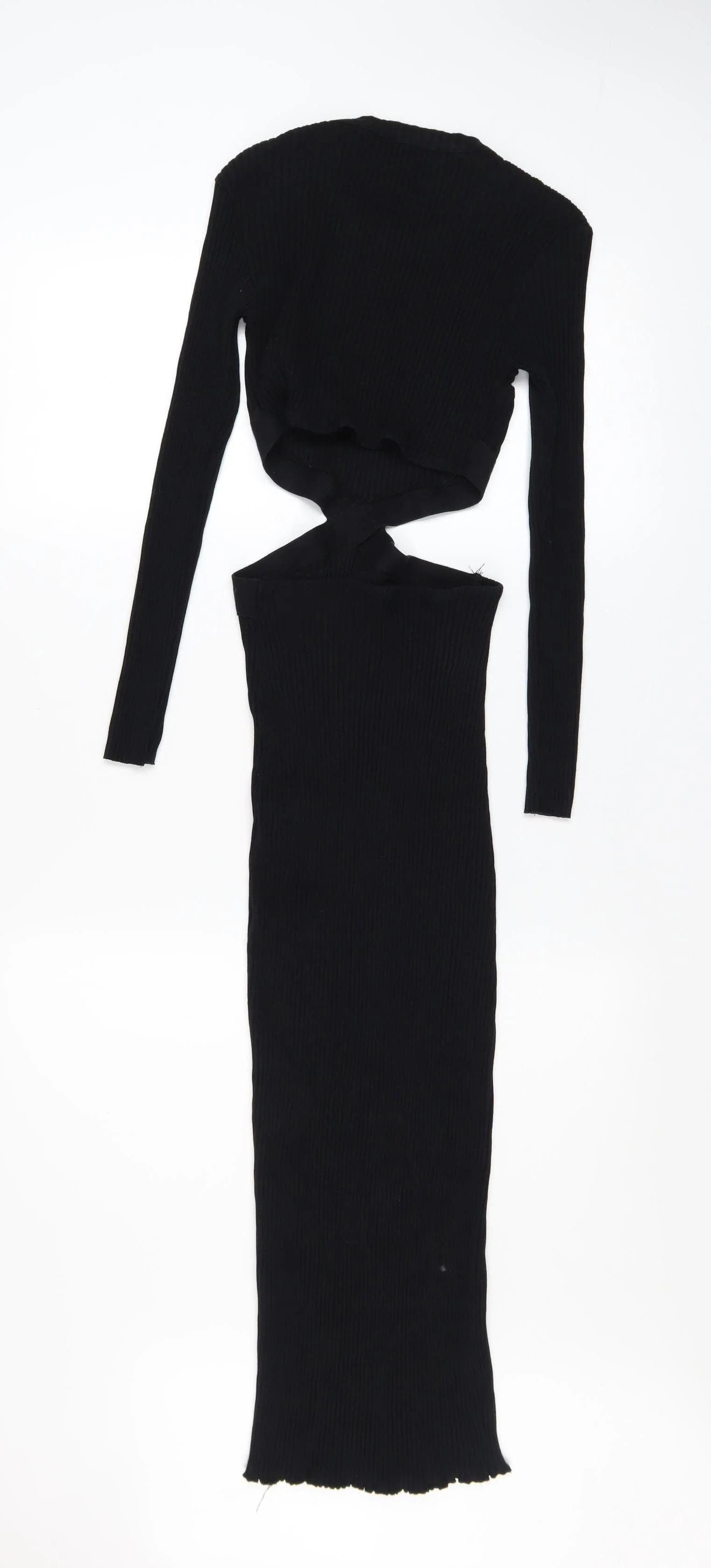 Zara Women’s Black Bodycon Midi Cut Out Dress Size 12 - Image 3