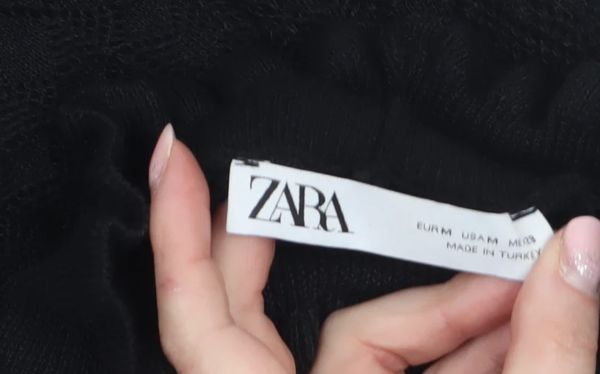 Zara Women’s Black High Neck Puff Sleeve Knit Jumper Size 12 - Image 5