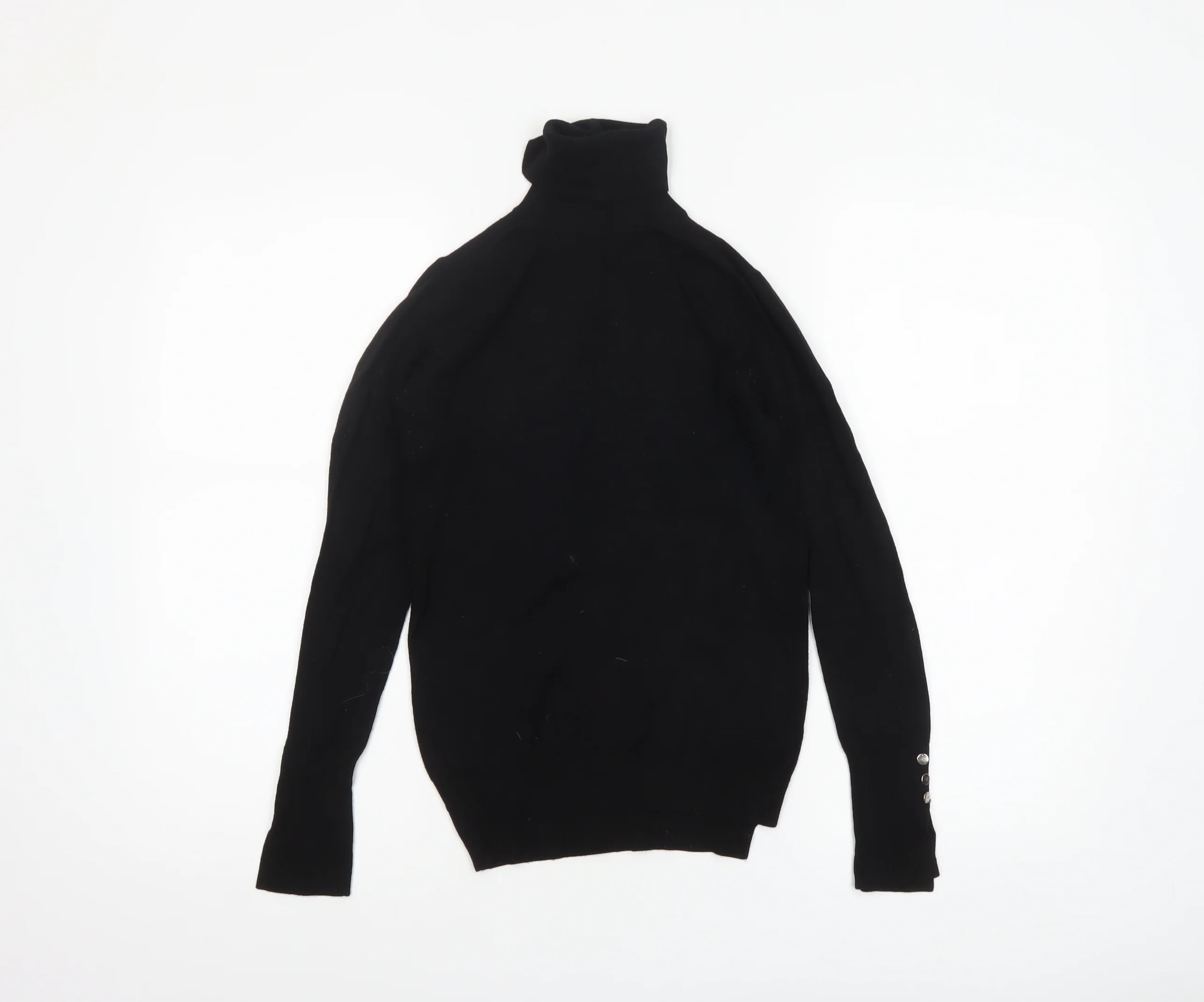 Zara Women’s Black Roll Neck Knit Jumper Size S Slim Fit Long Sleeve