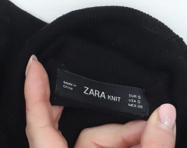Zara Women’s Black Roll Neck Knit Jumper Size S Slim Fit Long Sleeve - Image 4