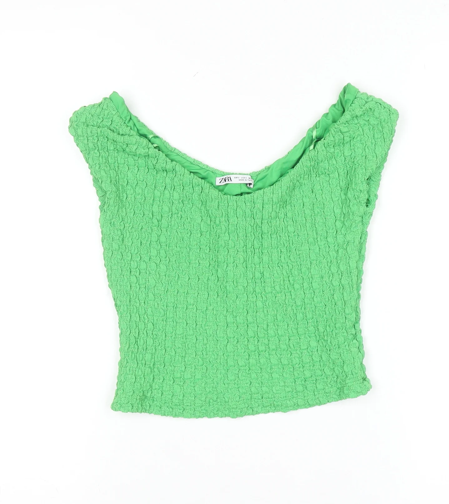 Zara Women’s Green Cropped Sleeveless Blouse M