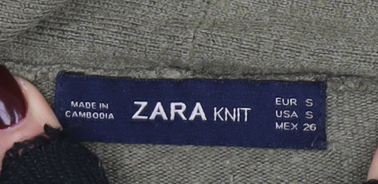 Zara Women’s Green Long Sleeve Belted Cardigan Knit S - Image 4