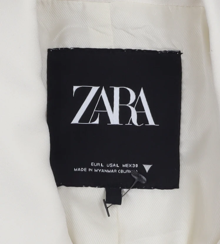 Zara Women’s Ivory Double-Breasted Blazer Jacket L Tailored Workwear - Image 5