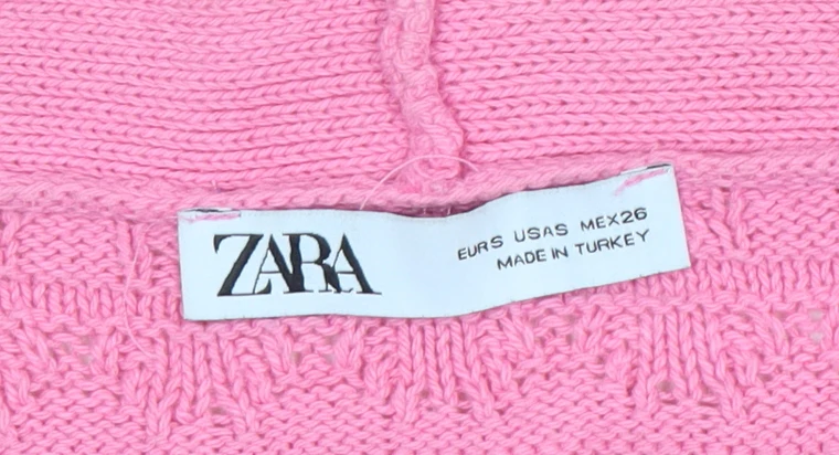 ZARA Women’s Pink Open Knit Cardigan Size 8 V-Neck Lightweight - Image 4
