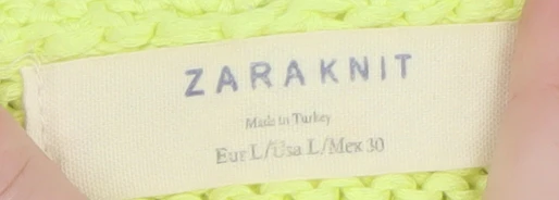 Zara Women’s Yellow Chunky Knit Boat Neck Pullover Jumper Size L - Image 4