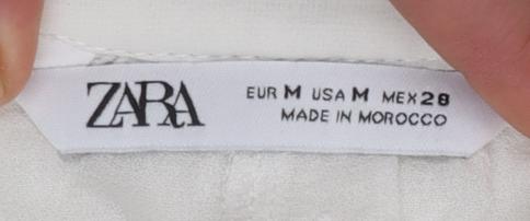 Zara Women White Polyester Chiffon Button Tunic Blouse Size 12 - Image 4