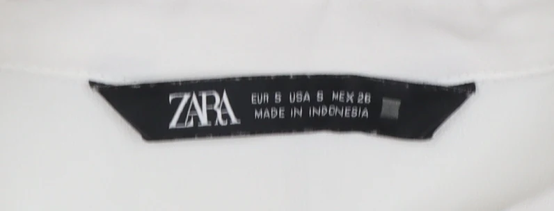 Zara Women White Ruffle Bow Long Sleeve Blouse Size S - Image 4
